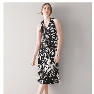 White House Black Market | Abstract Butterfly Print Twist-Front Dress | NWT